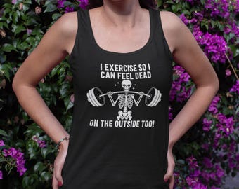 Funny Workout Racerback Tank Top: Humorous Gym Fitness Shirt