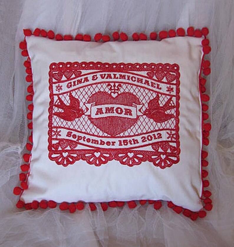 Customized Mexicana Amor Embroidered Wedding Pillow Etsy