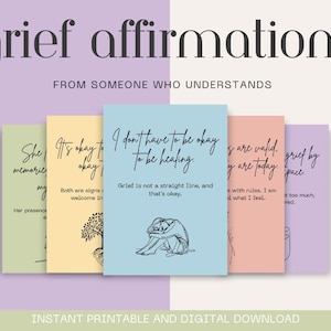 Affirmatiekaarten rouwen – Afdrukbare genezingscitaten | 24 rouwkaarten voor verlies van moeder en rouwverwerking | Digitale download + canvas