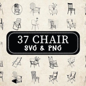Pacote de clipart de cadeira SVG: designs de silhuetas de móveis (download digital)