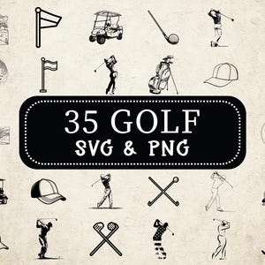 Golf SVG PNG Bundle: Golfer Silhouette Clipart (Digital Download)