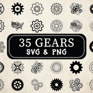 Pakiet SVG PNG z kołami zębatymi: Steampunkowe cliparty z zębami, pliki Cricut Cut (pobieranie cyfrowe)