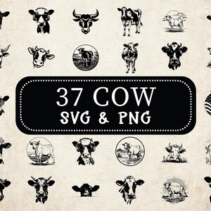 Cow Silhouette SVG Bundle: Farm Animal Clipart, Cricut & Decals (Digital Download