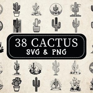 Cactus SVG PNG Bundle: Desert Plant Clipart (Digital Design)