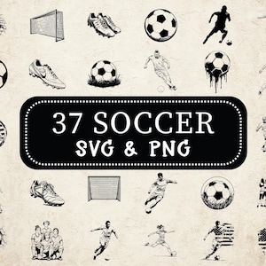 Soccer SVG PNG Bundle, Soccer Ball Silhouette, Soccer Clipart, Sport Cricut Cut File, Football Vector Design, Soccer Decal for Shirt & Craft