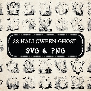 Halloween Ghost SVG & PNG Bundle, Halloween Ghost Clipart, Halloween Ghost Svg, Ghost logo, Halloween Outline, Halloween Decal Cricut Files