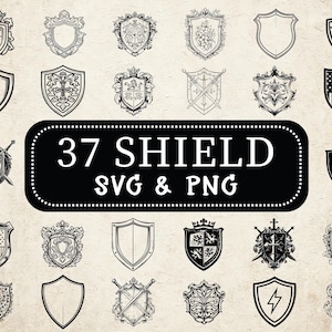 Shield Silhouette SVG PNG Bundle: Medieval Knight Emblem Cut Files (Digital Download)