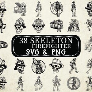 Skeleton Firefighter SVG Clipart: Skull Silhouette, Fire Rescue Decal (Digital Download)