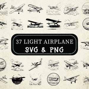 Light Airplane SVG Bundle: Aviation Clipart, Pilot Cricut File (Digital Download