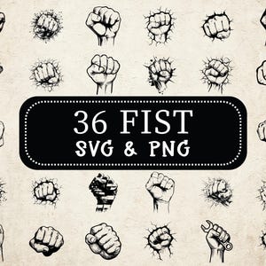 Fist SVG PNG Bundle, Raised Fist Silhouette Clipart, Protest Png, Solidarity Cricut Cut Files, Activism Vector Designs, Activism Cut Files