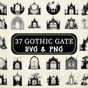 Gothic Window SVG PNG Bundle, Medieval Church Window Clipart, Gothic Arch Silhouette, Cricut Cut File, Halloween Decor, Gothic Architecture
