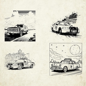 Politiewagen SVG PNG-bundel, wetshandhaving silhouet, politiewagen gesneden bestand, stickers, Kids Crafts, officier shirts en logo&#39;s, eerstehulpverlener png