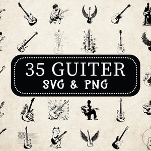 Guitar SVG PNG Bundle: Electric & Acoustic Guitar Clipart (Digital Download