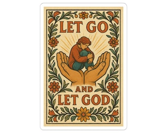 Let Go and Let God | Christian Sticker | Bible Verse Decals | Vintage Aesthetic