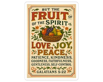 Christian Sticker | Fruit of the Spirit Galatians 5:22 | Bible Verse Decals | Vintage Aesthetic
