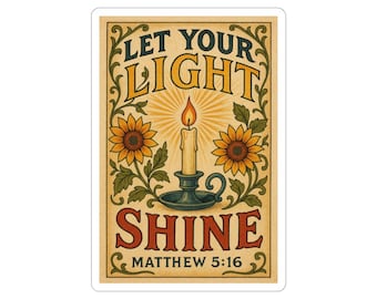 Let Your Light Shine Matthew 5:16 | Christian Sticker | Bible Verse Decals | Vintage Aesthetic