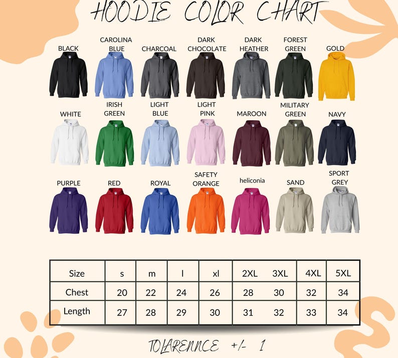 Hoodie Color Chart
