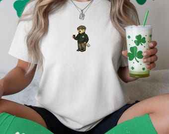 Y2K St Patricks Day Bear Comfort Colors Shirt, Retro Irish 90s Baby Tee, Womens St Pattys Day Tee, Lucky Girl Irish Shirt,Shamrock Bar Crawl
