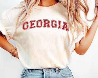 Comfort Colors Collegiate Game Day Top Georgia Football Tshirt, Vintage Georgia Football Boxy Tee