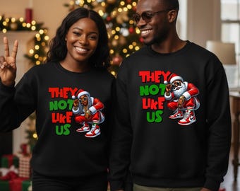Black Santa Claus Not Like Us Hoodie, Colorful Christmas Version, African American Christmas Sweatshirt