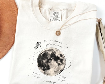 Comfort Colors® Vintage Astronaut Moon Shirt, Orbiter Inspired Tee, Retro Folk Concert Shirt, Mystical Apparel Tee