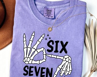 Comfort Colors® 6 7 Meme Shirt, Funny Skeleton Hands Tee, Halloween Couples Shirt, Trendy Shirt, Six Seven T-shirt, 67 Couples Tee