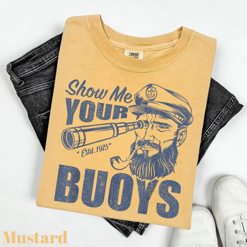 Custom Pontoon Captain Shirt for Dad, Show Me Your Buoys Tee, Pontoon Gift for Men, Pontoon Papa, Pontoon Boat Tee, Dad The Man The Myth Tee image 3