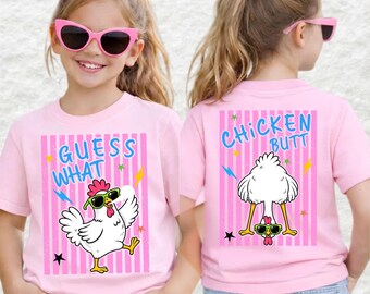 Comfort Colors® Guess What Chicken Butt Kids Shirt, Funny Chicken Meme Tee, Kids Graphic T-Shirt, Teen Humor Gift