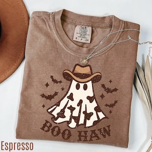 Comfort Colors® Boo Haw Shirt, Funny Ghost Cowboy Tee, Western Halloween Shirt, Spooky Fall Shirt, Country Girl Gift