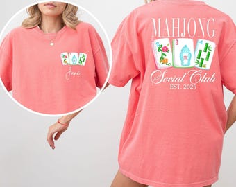 Comfort Colors®Custom Mahjong Social Club Shirt for Mahjong Lover T-Shirt Matching Mahjong Club Tee Personalized Mahjong Tournament Mahj Tee