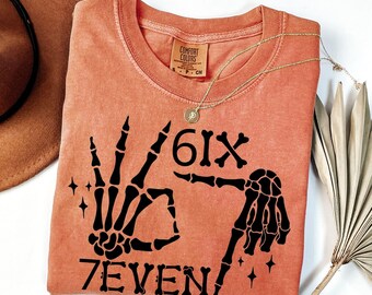 Comfort Colors® 6 7 Meme Shirt, Funny Skeleton Hands Tee, Halloween Couples Shirt, Trendy Shirt, Six Seven T-shirt, 67 Couples Tee