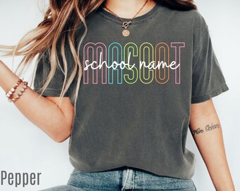 Comfort Colors® Custom Mascot Shirt, Personalized Back To School Name Tee, School Spirit Shirt, Teacher Student Gift, Team Spirit Apparel