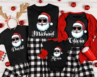Santa Claus Sun Glasses Family Shirts 2025 Christmas Pajamas, American Santa Claus, Santa Face Family Matching Shirts