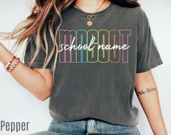 Comfort Colors® Custom Mascot Shirt, Personalized Back To School Name Tee, School Spirit Shirt, Teacher Student Gift, Team Spirit Apparel