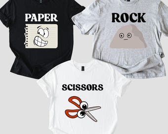 Custom Matching Rock Paper Scissors Shirt, Halloween Family Matching Game Shirts, Christmas Family Friends Cousin Crew Matching Group Shirts