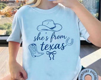 Custom Comfort Colors® She's From Texas I can Tell T-Shirt,Southern Cowgirl Graphic Tee, Texas Pride Tee, Lone Star Gift