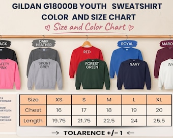 Gildan 18000B Blank Youth Sweatshirt, G18000B Sweater for DTF HTV and Sublimation, Blank Sweatshirts for Kids