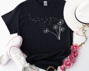 Windflower Tee, Dandelion Shirt for Women, Inspirational Shirt, Flower in Natural T-shirt, Blossoms Shirt, Cute Trending Womens T-Shirt