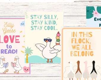 Funny Goose Motivational Signs/Posters – Printable Classroom Decor (Set of 4)