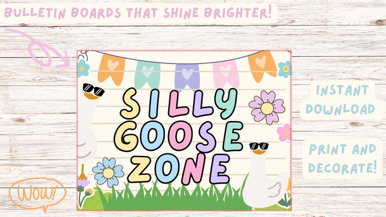 Silly Goose Bulletin Board Kit – Printable Letters + Goose Clipart ...