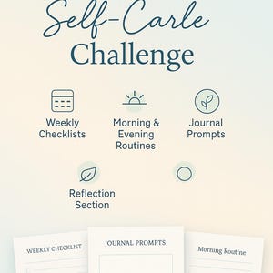 30-Day Digital Self-Care Planner PDF | Minimalist Wellness Checklist | Morning Routine | Daily Self Care Journal | Printable