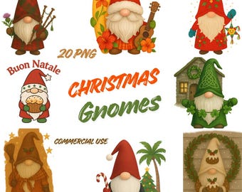 Christmas Gnomes Clipart: 20 Festive Holiday Gnomes PNG (Digital Download)
