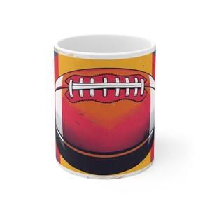 Football Fan Mug, 11oz Ceramic Cup, Sports Gift for Him, Game Day Coffee Mug, Personalized Football Lover&#39;s Gift