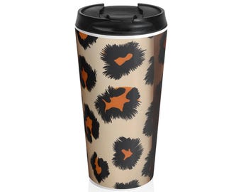 Chic Leopard Print Travel Mug | Stylish Stainless Steel Tumbler for Coffee Lovers, Wildlife Enthusiasts, Everyday Use, Gift Idea