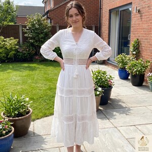 white dress above the knee White Dress For Bridal Shower - White Bridal Dress - Satin Bow Back Pleated Skirt Mini Dress