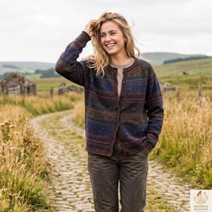 Bohemian Cardigan: Knit Fair Isle Sweater, Cozy Gift for Her