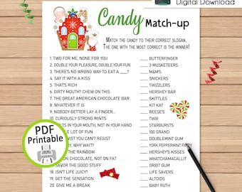 Christmas Candy Match Up Game - Holiday Activity (PDF Download)