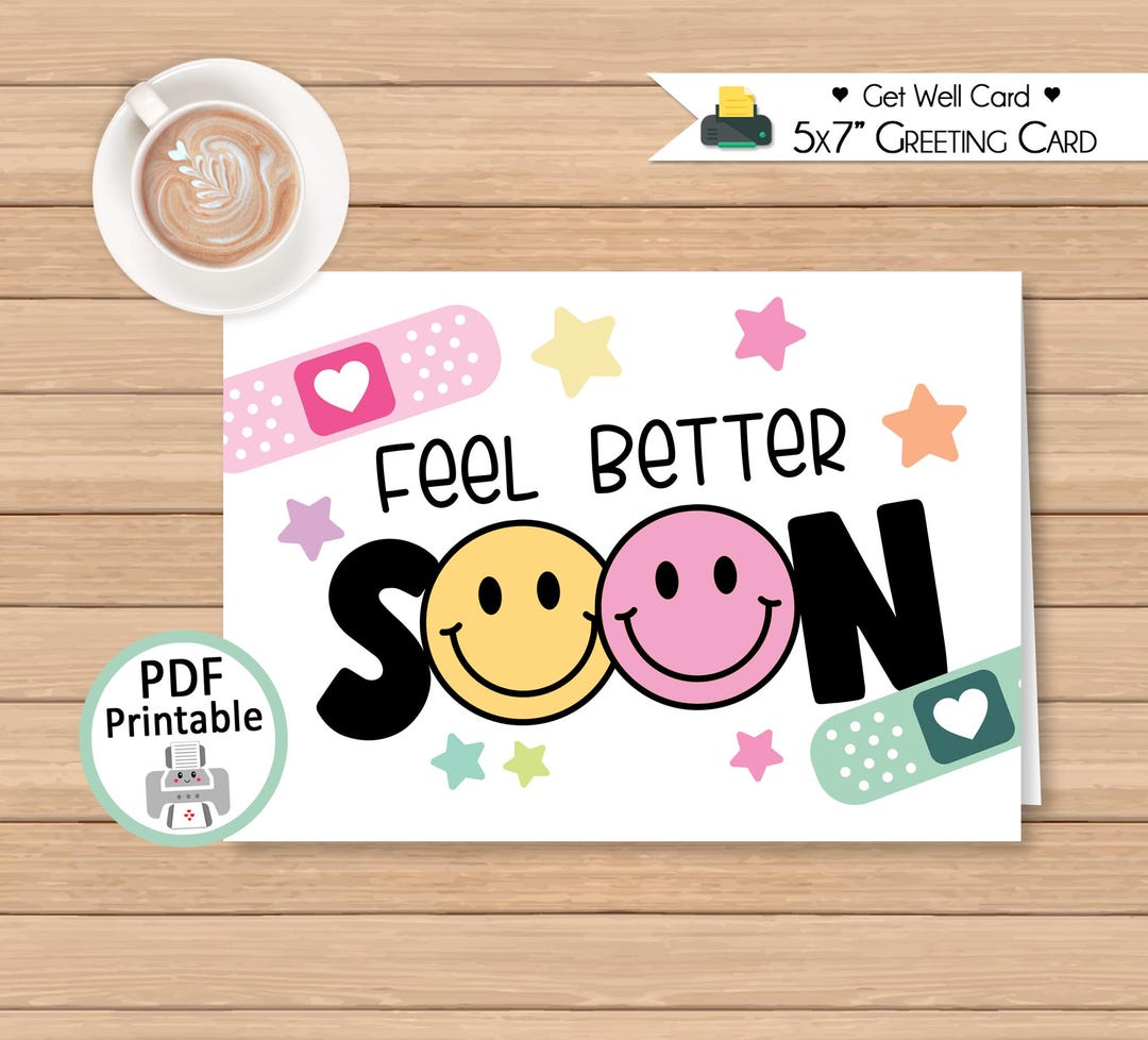 Feel Better SOON Greeting Card 5x7 in (digital Download PDF) - Etsy
