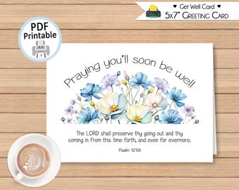 Praying Get Well Soon Greeting Card 5x7 in (Digital Download PDF)