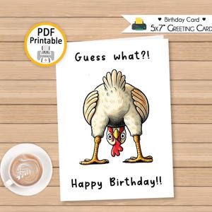 Chicken Butt Birthday Card - Printable Card 5x7 in (Digital Download PDF) image 1